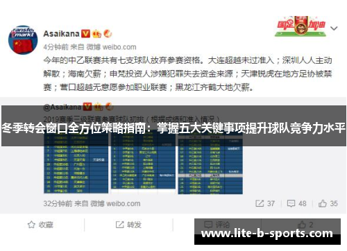 冬季转会窗口全方位策略指南：掌握五大关键事项提升球队竞争力水平